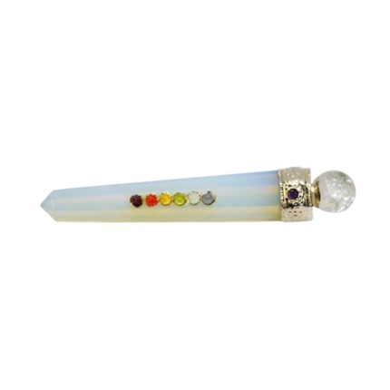 Aatm Seven Chakra Opal Wand for Clarity | Crystal Ball & Engraved Chakra Stones | Natural Opal Reiki Energy Balance Tool | Ideal for Meditation, Healing & Spiritual Practices