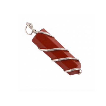 Aatm Natural Red Jasper Wired Hexagonal Pencil Pendant For Grounding | Root Chakra Energy & Protection | Gemstone Charm Gifts for Men & Women