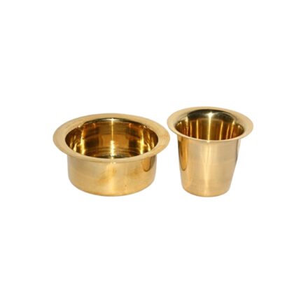 Aatm Brass Dabara Set | Matte Finish | South Indian Traditional Filter Coffee Set with Tumbler & Dabara | Enjoy Authentic Filter Kaapi at Home