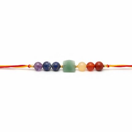 Aatm Pyramid Gemstone Rakhi | Handmade Natural Crystal Raksha Bandhan Rakhi with Green Aventurine Pyramid & Multi Gemstone Beads | Adjustable Sacred Thread