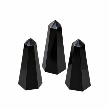 Aatm Black Stone Tower Set of 3, 1.5 Inch, 40g, Crystal Points