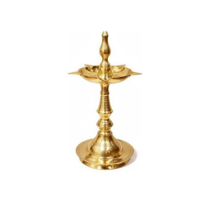 Aatm Kerala Samai Brass Oil Lamp | 7-Inch Height | Handcrafted Traditional Kutthu Vilakku Diya for Puja, Festivals & Home Temple Decor | Solid Brass Deepam | 1 Piece