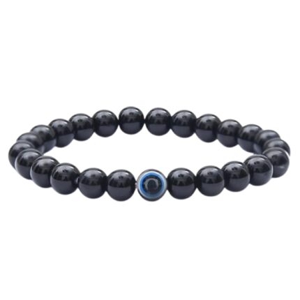 Aatm Black Obsidian Evil Eye Protection Bracelet for Men & Women | Attracts Good Luck & Positive Energy | Shields from Negative Energy | Unisex Wear