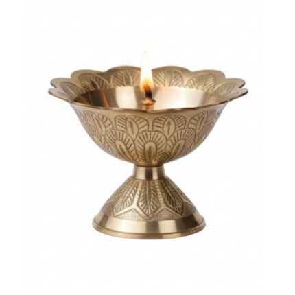 Aatm Brass Diya Lotus Flower Design | 2 x 2.4 Inch Handcrafted Decorative Pooja Lamp for Home Temple, Diwali Celebration, Traditional Festival and Gifting (60g)