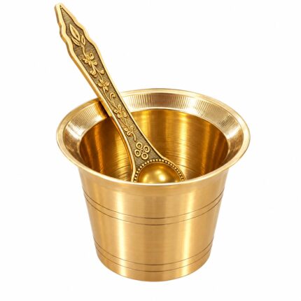 Aatm Brass Panch Patra with Achmani Spoon, Traditional Pooja Ritual Set