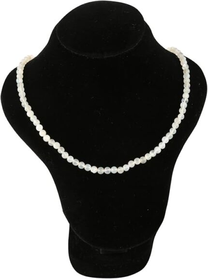 Aatm Gemstone White Rainbow Necklace Stone for Calmness (Beads Size - 6 mm)