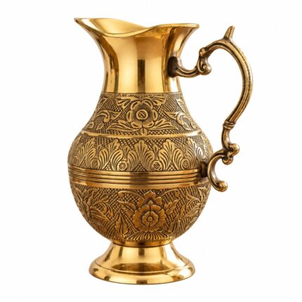 Aatm Brass Designer Jug, 8.5 Inch Height, 7 Inch Length, 1200 g